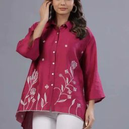 Juniper Pink Embroidered Shirt-image-11