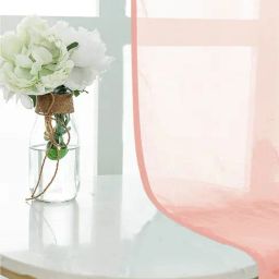Urban Space Textured Pink Polyester 5 ft Sheer Window Curtains - Set of 2-15