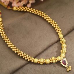 Malabar Gold and Diamonds 22k Gold Semi-Long Tushi Matinee Necklace For Women-image-6