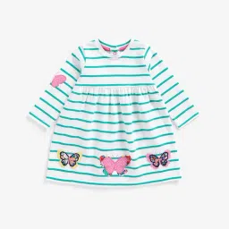 Mothercare Kids White Striped Full Sleeves Dress-picture-29
