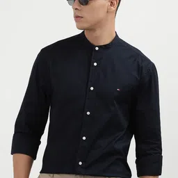 Tommy Hilfiger Men Solid Band Collar Casual Shirt-image-69