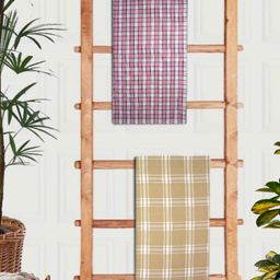 Aura Yellow & White 2 Pieces Printed Cotton 210 GSM Bath Towel-image-74