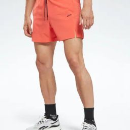 Reebok Orange Regular Fit Checks Sports Shorts-image-100
