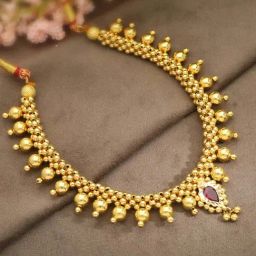 Malabar Gold and Diamonds 22k Gold Semi-Long Tushi Matinee Necklace For Women-image-19