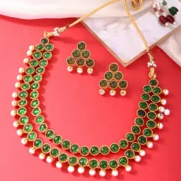 Fida Ethnic Precious Green Jewellery Set-image-43