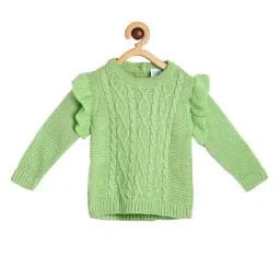 MINIKLUB Kids Green Cotton Textured Pattern Full Sleeves Sweater-image-33