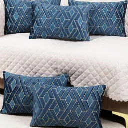 TANLOOMS Blue Velvet Rectangle Cushion Covers-picture-51
