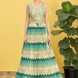 ODETTE Embroidered Sequinned Semi-Stitched Lehenga & Unstitched Blouse With Dupatta image 4