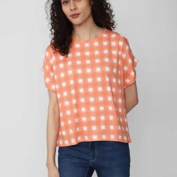 Van Heusen Peach Checks Top-image-93