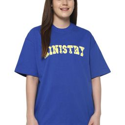 ministry Women Typography Printed Round Neck Pure Cotton Oversized T-shirt-image-17