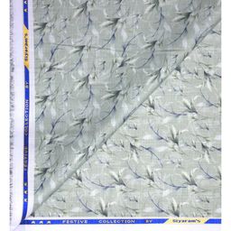 siyaram's festive collection printed pattern with hemp blended Green (Celadon) color unstitched men's Kurta/sherwani/top fabric of 2 meters / VV2303 image 1