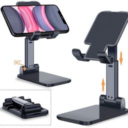 BLAXSTOC V311 Foldable Mobile Stand Tabletop Stand Adjustable Phone Holder and iPad Stand & For Bed , Table, Office, Video Recording Compatible With All Smartphones, Tablet (Black, White & Pink ) image 1