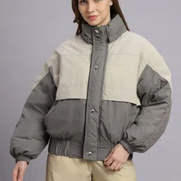 Converse Women Colourblocked Puffer Jacket with Embroidered-image-2