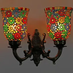 Somil Premium Designer Glass Wall / Night Lamp Elegant & Stylish Dcor Accent for Modern Interiors, color- Multicolor- Size, 23 X 30.5 X 36 CM-image-74
