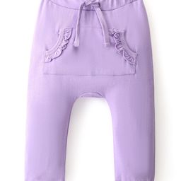 Babyhug Cotton Looper Full Length Diaper Pant Solid Color with Front Pockets - Purple-image-94