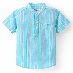Babyhug Cotton Woven Half Sleeves Mandarin Collar Striped Kurta Shirt - Blue-image-60