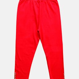 Kiddopanti Solid Capri Leggings -  Dark Coral Red-image-4