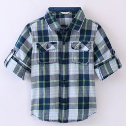 INFINITY Cotton Woven Full Sleeves Checked Shirt - Blue-image-64