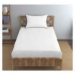 Trance Home Linen Premium Plain Pure Cotton Single Flat Bedsheet with 1 Pillow Cover 54 x 90 Inch- White-picture-28
