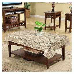 Kuber Industries Argyle Printed Cotton 4 Seater Center Table Cover,40"x60" Cream-44KM023-46