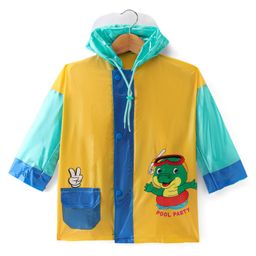 Babyhug Full Sleeves Below Knee Length Hooded Raincoat Minnie Mouse & Crocodile  Print - Yellow-image-96
