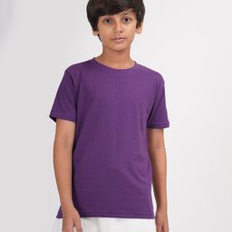 Zion Cotton Half Sleeves Solid Tee - Purple-image-53