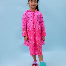 M'andy Full Sleeves Unicorns Printed Hooded Raincoat - Magenta-image-76