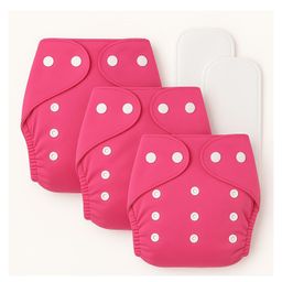Sparkle Joy Free Size Reusable Cloth Diaper With Insert Pad 3 Pcs Diaper With 2 Pcs Insert- Pink-17
