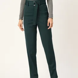 Zastraa Women Smart Slim Fit High-Rise Pleated Trousers-image-10