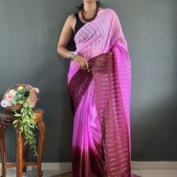 FLOURIOUS Ombre Printed Pure Georgette Saree-image-96