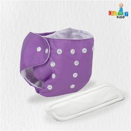 Chinmay Kids Plain Diapers With White Inserts  Size Adjustable Baby Cloth Button Diaper - Washable/Reusable Nappies for Infants & Toddlers, 8 X 8 inch, White Insert image 2