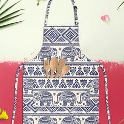 ArtzFolio Kids White & Navy Blue Printed Cotton Aprons-image-63