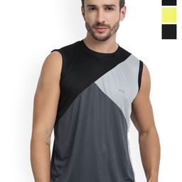 FTX Pack Of 4 Color Blocked Round Neck Sleeveless Gym Innerwear Vests-picture-42