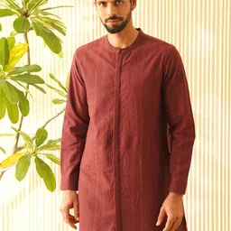 JAYPORE Band Collar Pure Cotton Kurta-picture-0