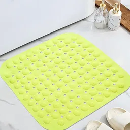 Kuber Industries Green Bathroom Mat With Suction Cups & Drain Holes Bath Rugs-image-31