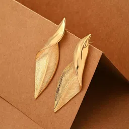 Reenisaa Gold Plated Contemporary Shape Drop Earrings-5
