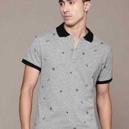 Roadster Men Printed Polo Collar Pure Cotton T-shirt-image-10