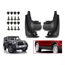 Auto Pearl Front and Rear Mud Guard For Mahindra Thar 2021 (Black) Set of 4 Pcs-4