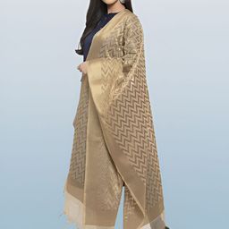LOOM LEGACY Chevron Printed Jacquard Dupatta-3