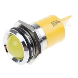 RS PRO Yellow Panel Mount Indicator 24-36V DC, Mounting Hole Size 22 mm, Termination Type , Model No 207472-34