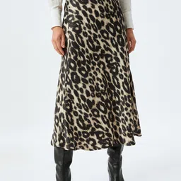 Koton Animal Skin Printed A-Line Midi Skirt-image-5