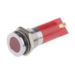 RS PRO Red Panel Mount Indicator 220V AC, Mounting Hole Size 14 mm, Termination Type Solder Tab, IP Rating IP67, Model No 7038847-18