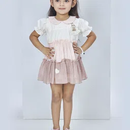 Peppermint Girls Flutter Sleeve Peter Pan Collar Fit & Flare Tiered Dress-image-43