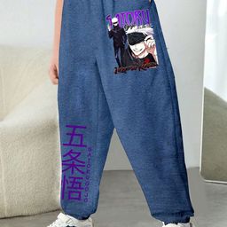 MODARUE Boys Gojo Anime Printed Cotton Jogger Trousers-36