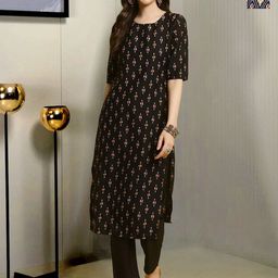HERE&NOW Selection Of 2 Ethnic Motifs Printed Round Neck Straight Kurta With Trousers-picture-6