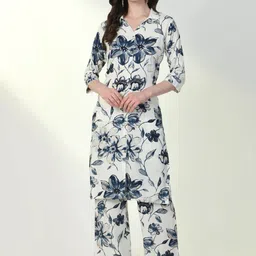 SHOWOFF Women Floral Printed Regular Kurta with Trousers-27