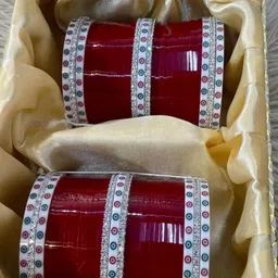 T4 JEWELS Set Of 2 Stone Studded Bridal Chura Bangle-46