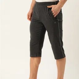 Sweet Dreams Men Charcoal Grey Solid 3/4th Lounge Pants-image-29