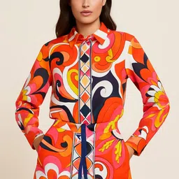 TRENBEE Printed Shirt Collar Neck Shirt With Shorts Co-Ords-image-11