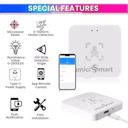 amiciSmart 24 G Radar Human Presence Detector Wave Motion Sensor Photocell Sensor for Light Intensity Detection, 1xHUMAN-OCC-SENSOR image 2